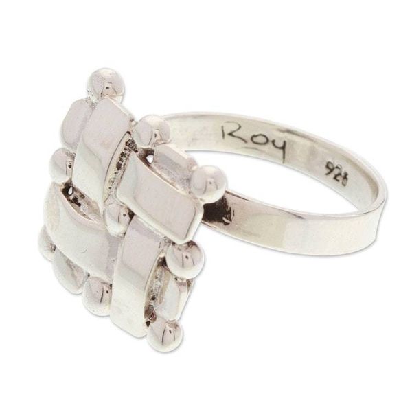 Alternate image for Polished Adjustable Taxco Sterling Silver Cocktail Ring Braided Gala