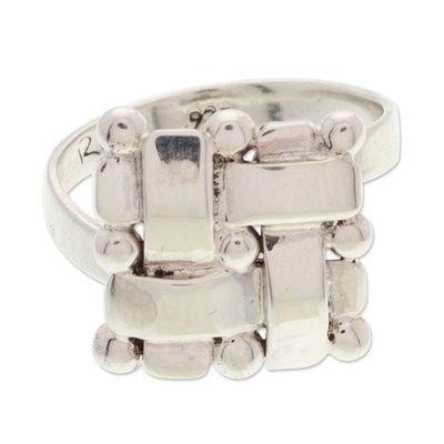Alternate image for Polished Adjustable Taxco Sterling Silver Cocktail Ring Braided Gala