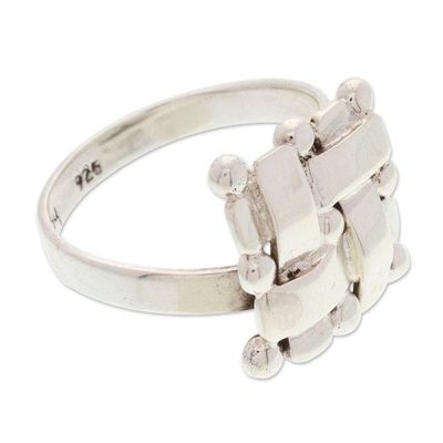 Alternate image for Polished Adjustable Taxco Sterling Silver Cocktail Ring Braided Gala