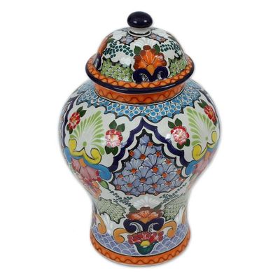 Primary image for Colorful Talavera Ceramic Decorative Jar from Mexico Talavera Colors