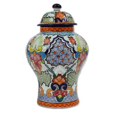Alternate image for Colorful Talavera Ceramic Decorative Jar from Mexico Talavera Colors
