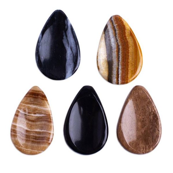 Alternate image for Drop-Shaped Stone Amulets Pair Black and White Drop