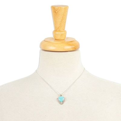 Alternate image for Modern Sterling Silver and Natural Turquoise Necklace Pyramid of Friendship