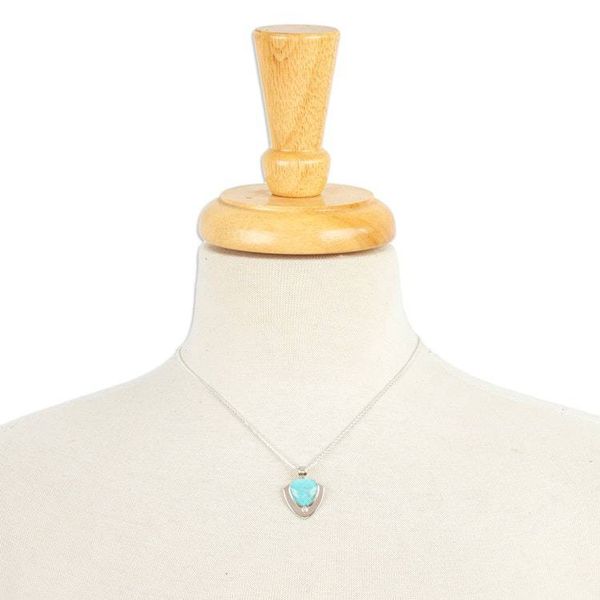 Alternate image for Modern Sterling Silver and Natural Turquoise Necklace Pyramid of Friendship