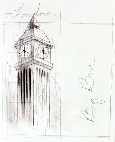 Alternate image for Londons Big Ben Original Artwork Monuments of the World Big...