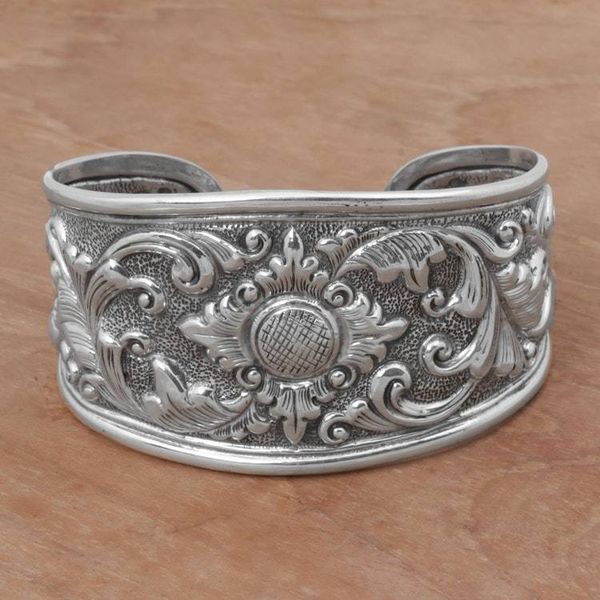 Alternate image for Sterling Silver Repousse Cuff Bracelet from Indonesia Courageous Soul