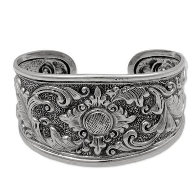 Alternate image for Sterling Silver Repousse Cuff Bracelet from Indonesia Courageous Soul