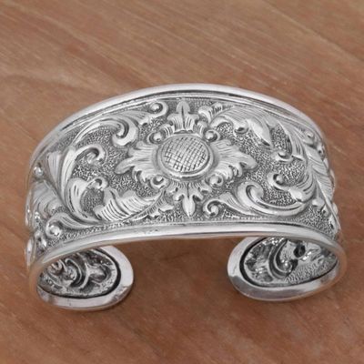 Alternate image for Sterling Silver Repousse Cuff Bracelet from Indonesia Courageous Soul