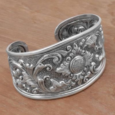Alternate image for Sterling Silver Repousse Cuff Bracelet from Indonesia Courageous Soul