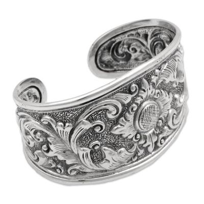 Alternate image for Sterling Silver Repousse Cuff Bracelet from Indonesia Courageous Soul