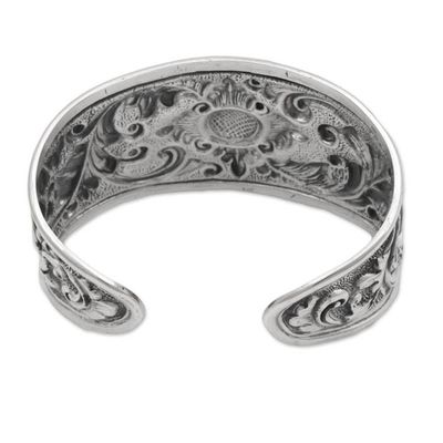 Alternate image for Sterling Silver Repousse Cuff Bracelet from Indonesia Courageous Soul