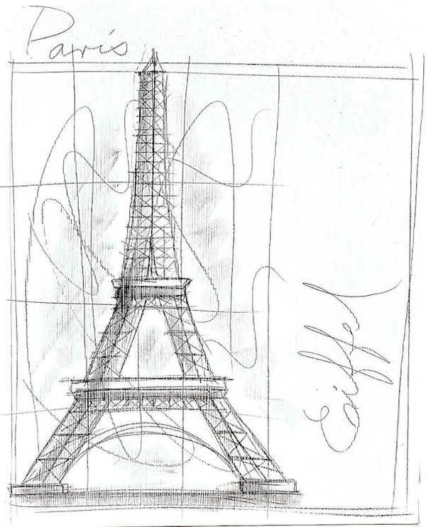 Alternate image for Original Eiffel Tower Art from Mexico Monuments of the World Paris