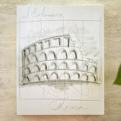 Alternate image for Acrylic and Pencil Artwork of Roman Colosseum Monuments of the World Rome