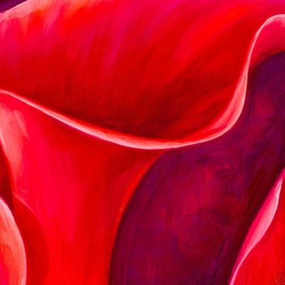 Alternate image for Stretched Impressionist Oil on Canvas Calla Lily Painting Pink Calla Lily