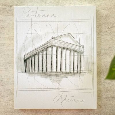 Alternate image for Original Acrylic and Pencil Artwork of Parthenon Monuments of the World Par...