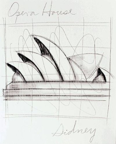 Alternate image for Original Acrylic and Pencil Artwork of Sydney Opera House Monuments of the World Syd...