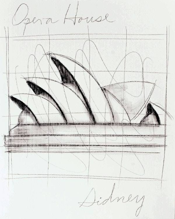 Alternate image for Original Acrylic and Pencil Artwork of Sydney Opera House Monuments of the World Syd...