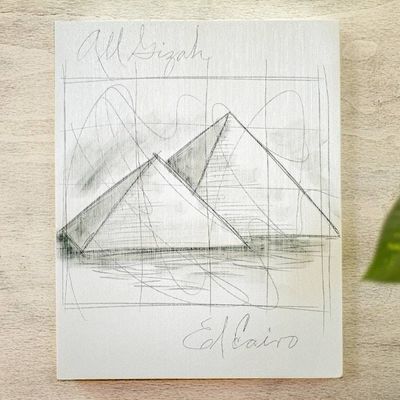 Alternate image for Original Acrylic and Pencil Artwork of Pyramids Monuments of the World Egypt