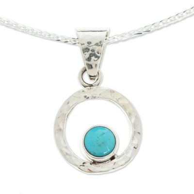 Alternate image for Womens Modern Fine Silver Natural Turquoise Necklace Eye of the Sea