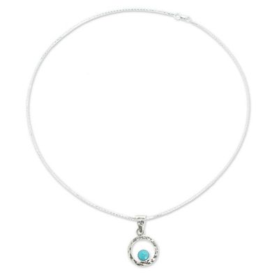 Alternate image for Womens Modern Fine Silver Natural Turquoise Necklace Eye of the Sea