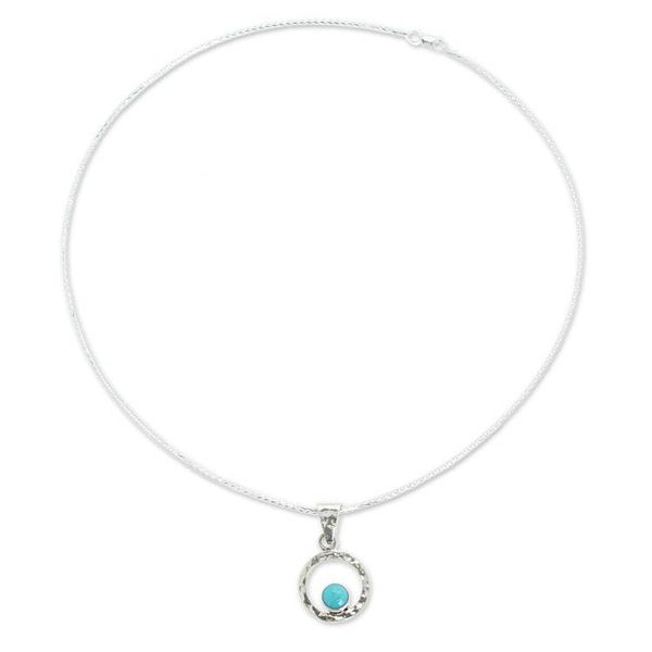 Alternate image for Womens Modern Fine Silver Natural Turquoise Necklace Eye of the Sea