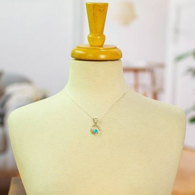 Alternate image for Womens Modern Fine Silver Natural Turquoise Necklace Eye of the Sea