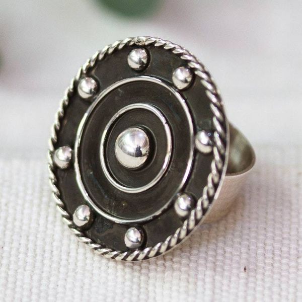 Alternate image for Modern Taxco Sterling Silver Oxidized Cocktail Ring Wheels of Style