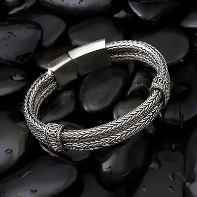 Alternate image for Sterling Silver Braided Bracelet Rivers of Life