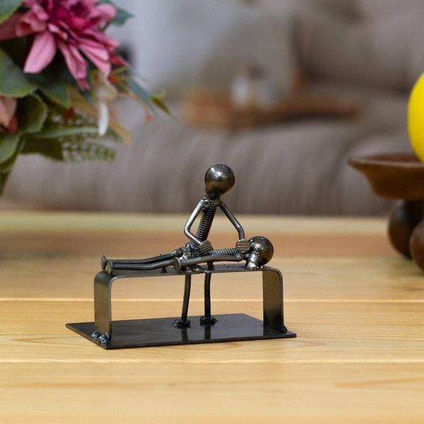 Alternate image for Masseuse-Themed Rustic Modern Recycled Metal Figurine Relaxing Time