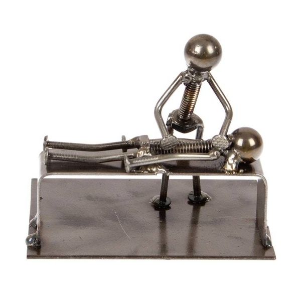 Alternate image for Masseuse-Themed Rustic Modern Recycled Metal Figurine Relaxing Time