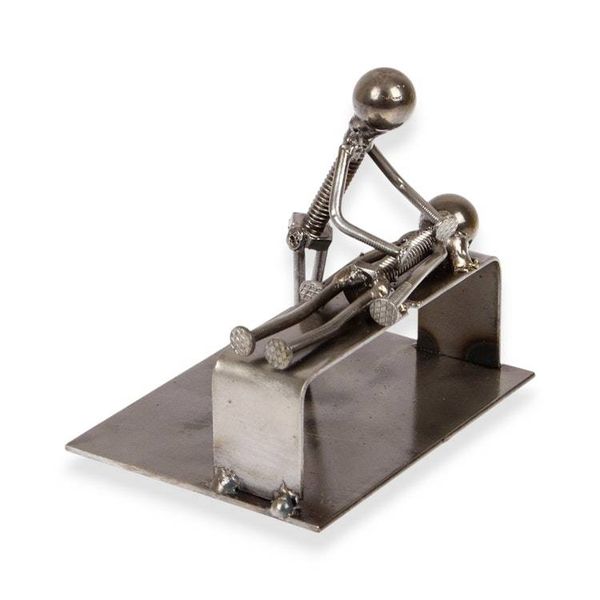 Alternate image for Masseuse-Themed Rustic Modern Recycled Metal Figurine Relaxing Time