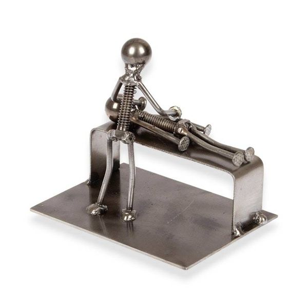 Alternate image for Masseuse-Themed Rustic Modern Recycled Metal Figurine Relaxing Time