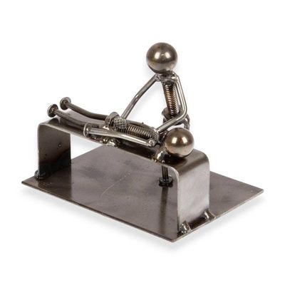 Alternate image for Masseuse-Themed Rustic Modern Recycled Metal Figurine Relaxing Time