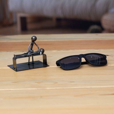 Alternate image for Masseuse-Themed Rustic Modern Recycled Metal Figurine Relaxing Time