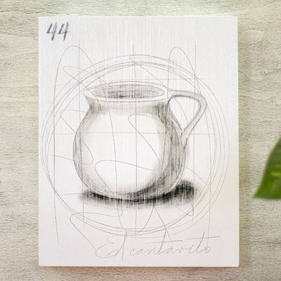 Alternate image for Pencil and Acrylic Loteria Themed Artwork White Lottery The Pitcher
