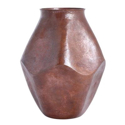 Alternate image for Abstract Copper Vase Handcrafted in Mexico Abstract Pentagon