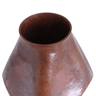 Alternate image for Abstract Copper Vase Handcrafted in Mexico Abstract Pentagon