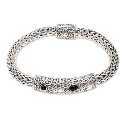 Alternate image for Mens Black Onyx and Sterling Silver Bracelet Nocturnal Mystery