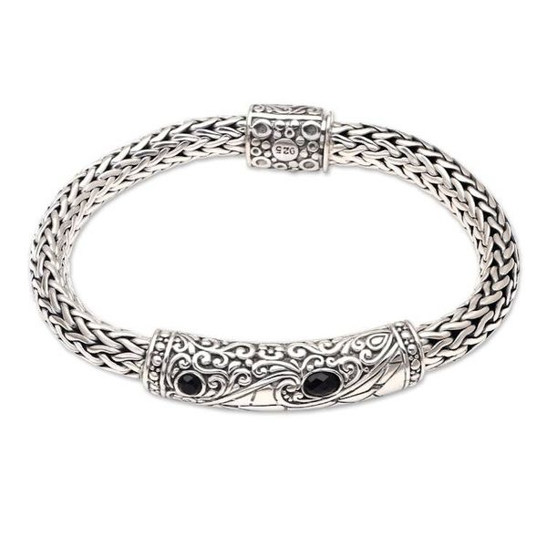 Alternate image for Mens Black Onyx and Sterling Silver Bracelet Nocturnal Mystery