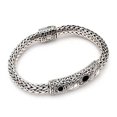 Alternate image for Mens Black Onyx and Sterling Silver Bracelet Nocturnal Mystery