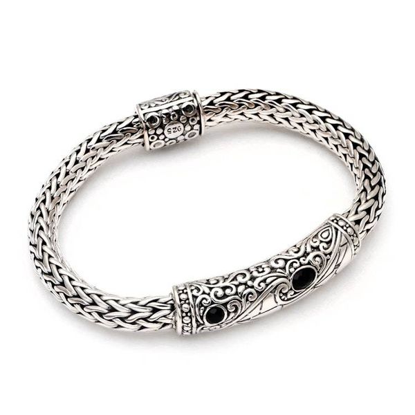 Alternate image for Mens Black Onyx and Sterling Silver Bracelet Nocturnal Mystery