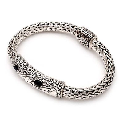 Alternate image for Mens Black Onyx and Sterling Silver Bracelet Nocturnal Mystery