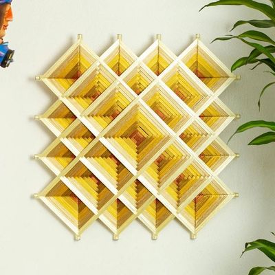 Primary image for Pine Wood Handwoven Copper Wall Art with Geometric Motifs Copper Divinity