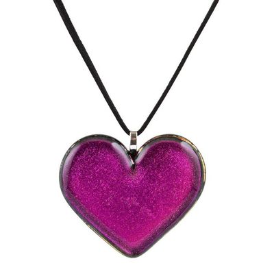 Alternate image for Handmade Fuchsia Glass Heart Necklace Heart of Fuchsia
