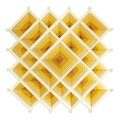 Alternate image for Pine Wood Handwoven Copper Wall Art with Geometric Motifs Copper Divinity