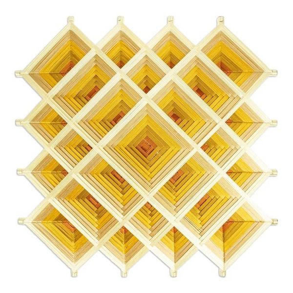Alternate image for Pine Wood Handwoven Copper Wall Art with Geometric Motifs Copper Divinity