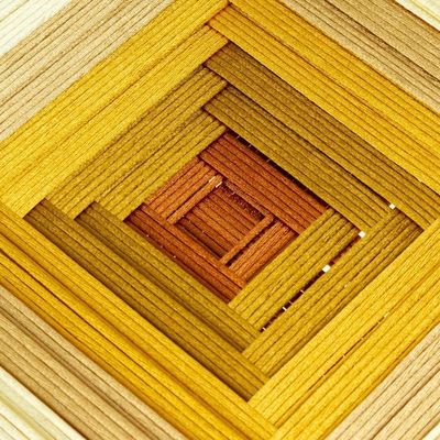Alternate image for Pine Wood Handwoven Copper Wall Art with Geometric Motifs Copper Divinity