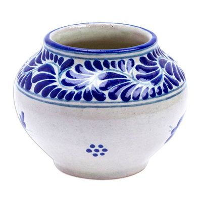 Alternate image for Hand-Painted Talavera-Style Ceramic Planter with Dove Motif Talavera Doves