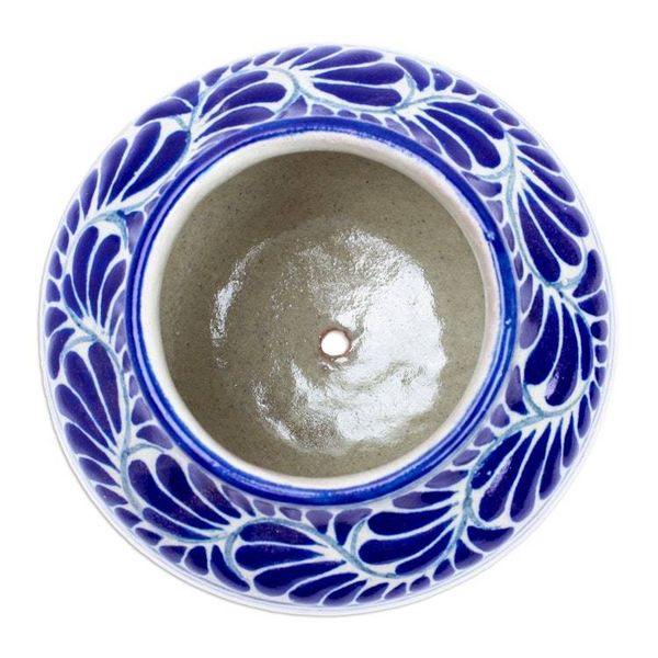 Alternate image for Hand-Painted Talavera-Style Ceramic Planter with Dove Motif Talavera Doves