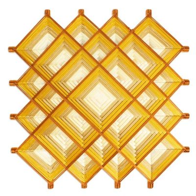 Alternate image for Pine Wood Handwoven Gold Wall Art with Geometric Motifs Gold Divinity